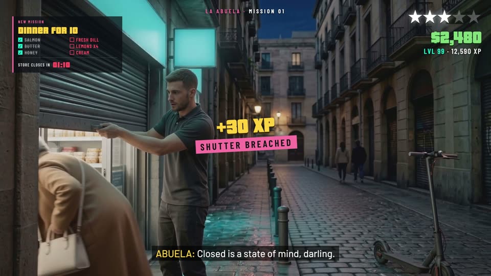 La tienda: el dependiente y la persiana